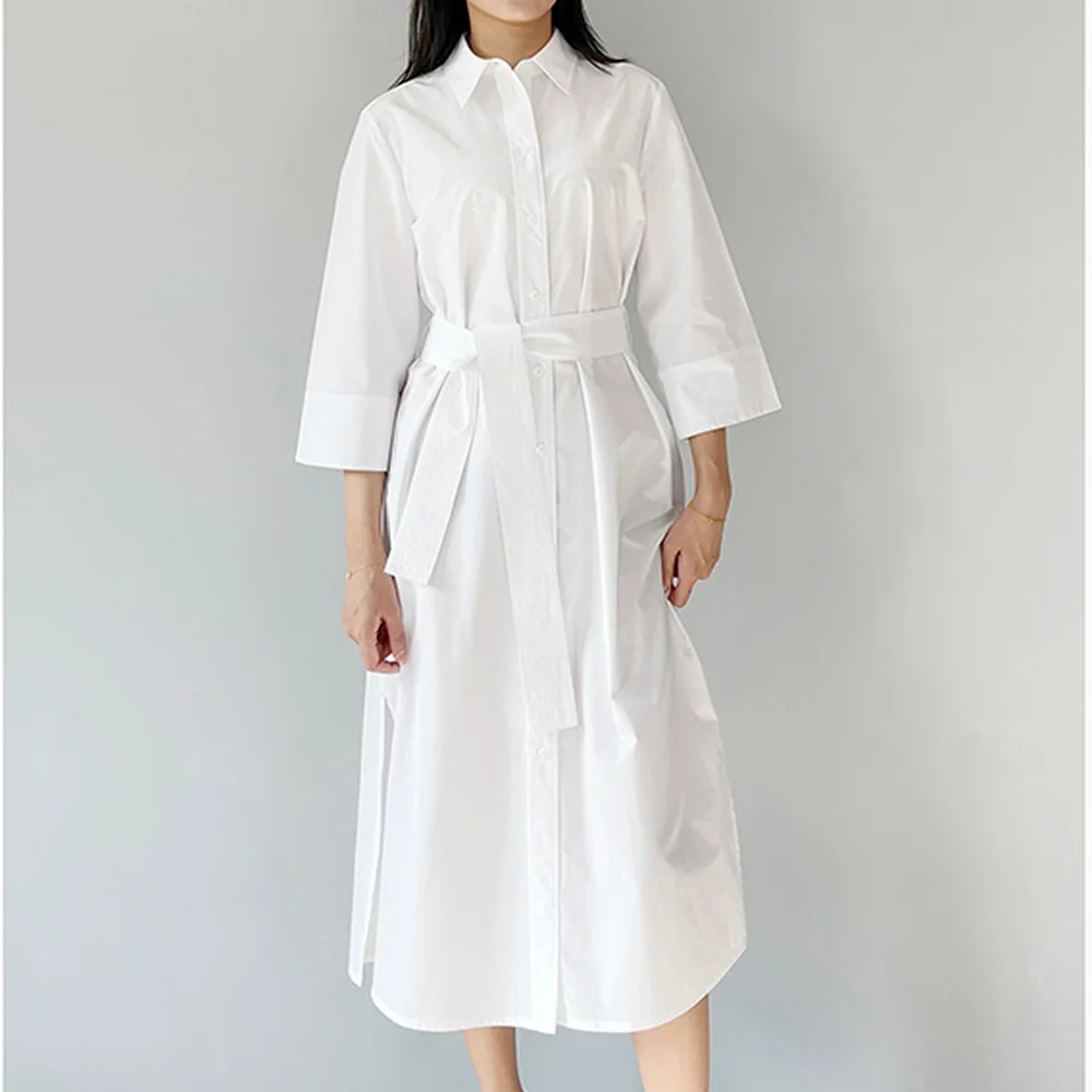 

2022 осеннее белое хлопковое длинное платье для женщин