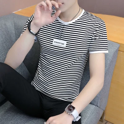 

Men's 2020 summer new white short-sleeved T-shirt alphabet bottoming shirt