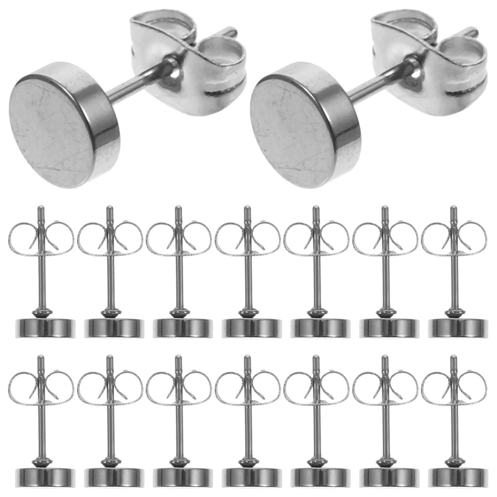 20pcs Round Shaped Stud Earrings Metal Earrings Unisex Style Studs Flat Round Earring with Earring Back