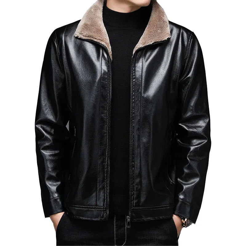 

Faux Leather Jacket Winter Men's Urban Fashion Lapel Leather Tops/High Quality Slim Men's Faux Leather Coat Men's Brand Tops