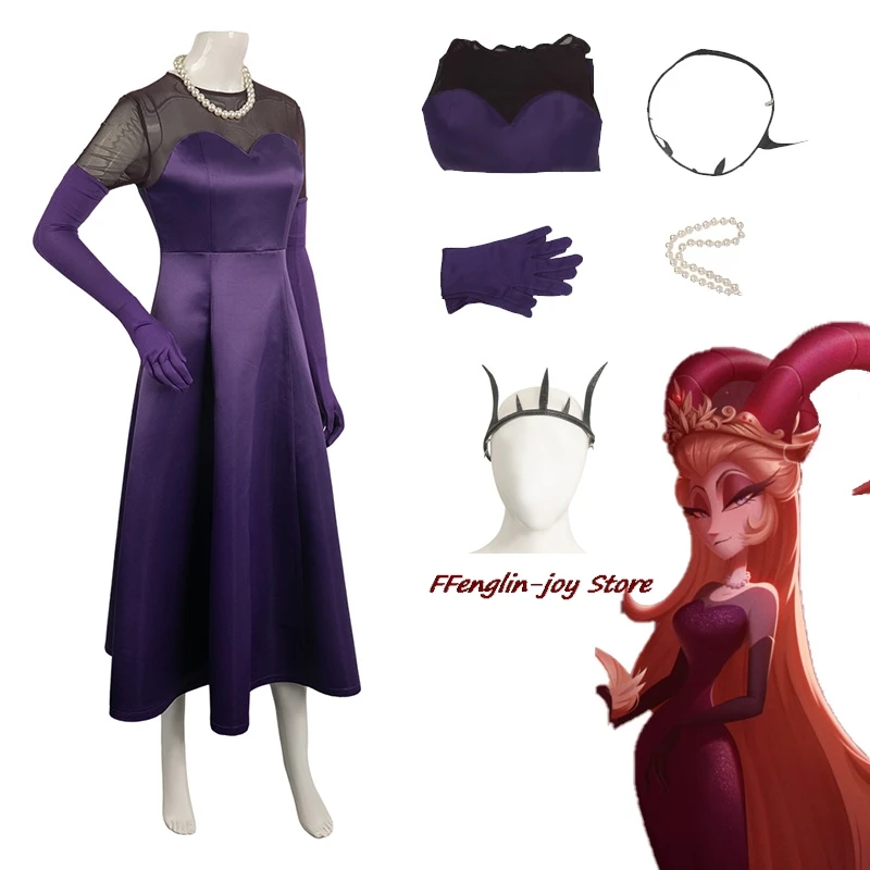 Lilith Косплей Вечернее Платье Аниме Хазбин Рога Демона Декор Отеля Реквизит Первые