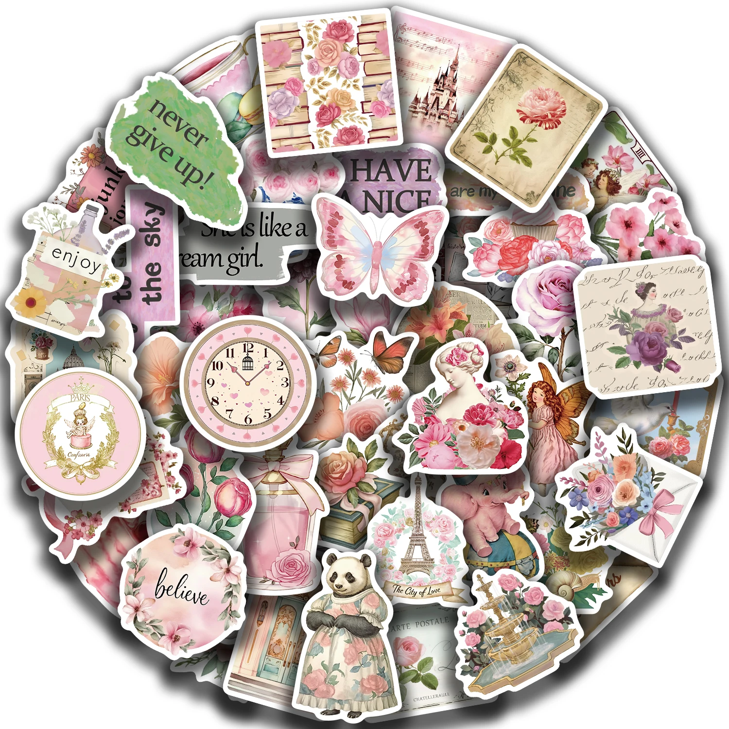 50 шт. ретро розовый коллаж наклейка с каракулями водостойкая в стиле граффити