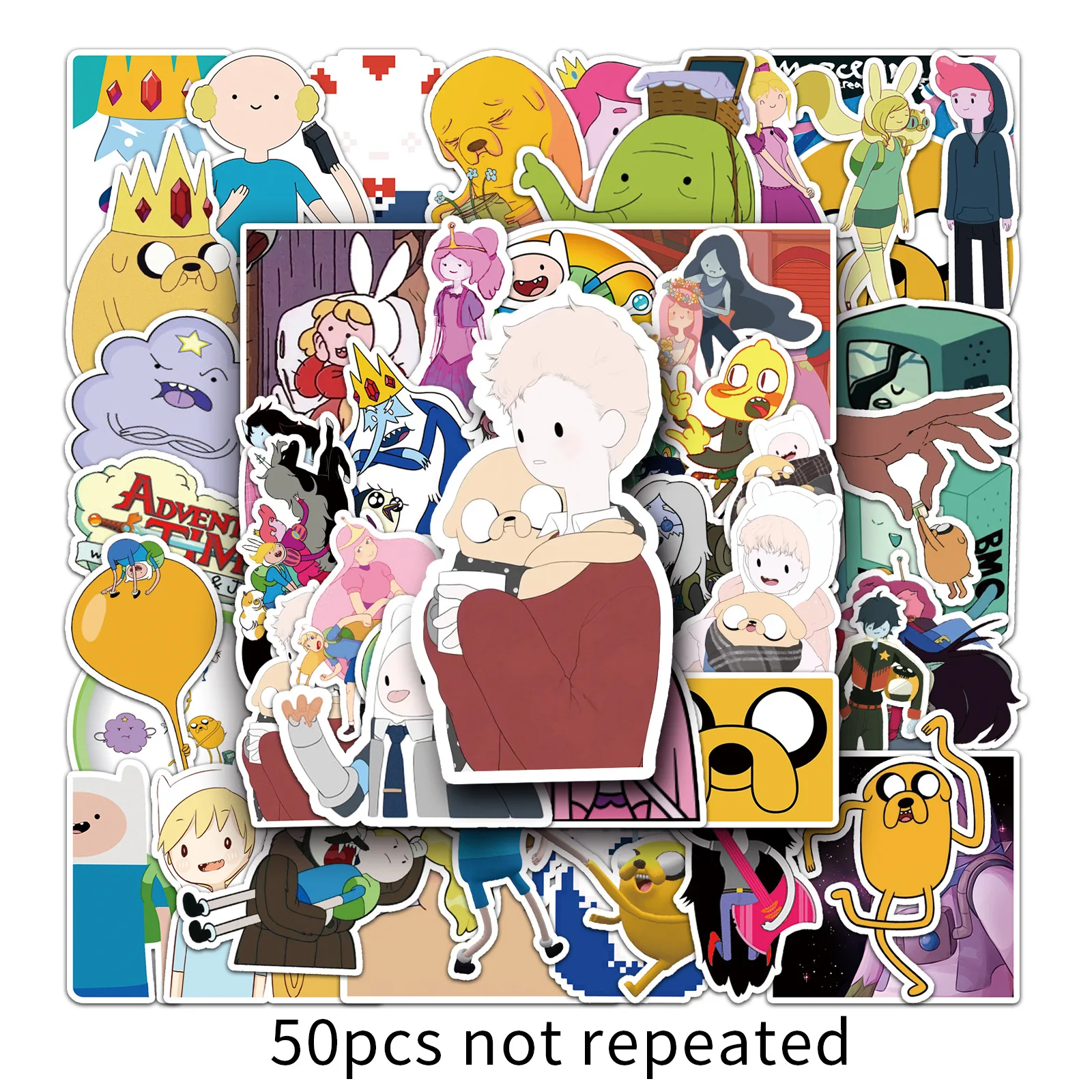 

50PCS Adventure Time with Finn and Jake Cute Cartoon Sticker Notebook Phone Skateboard Refrigerator Waterproof Decoration