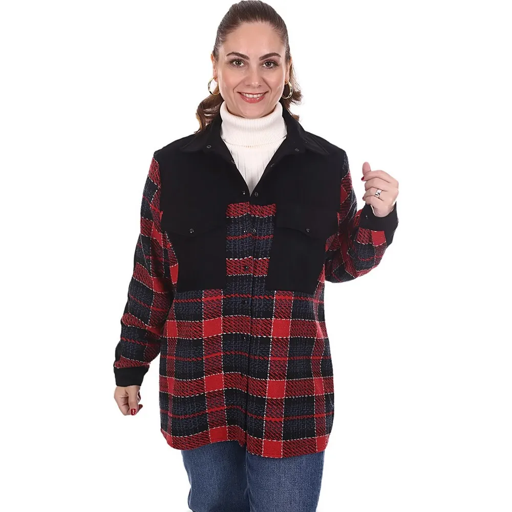 

Женская клетчатая рубашка Dorlie большого размера, красная/красная, 21 W2100O4730