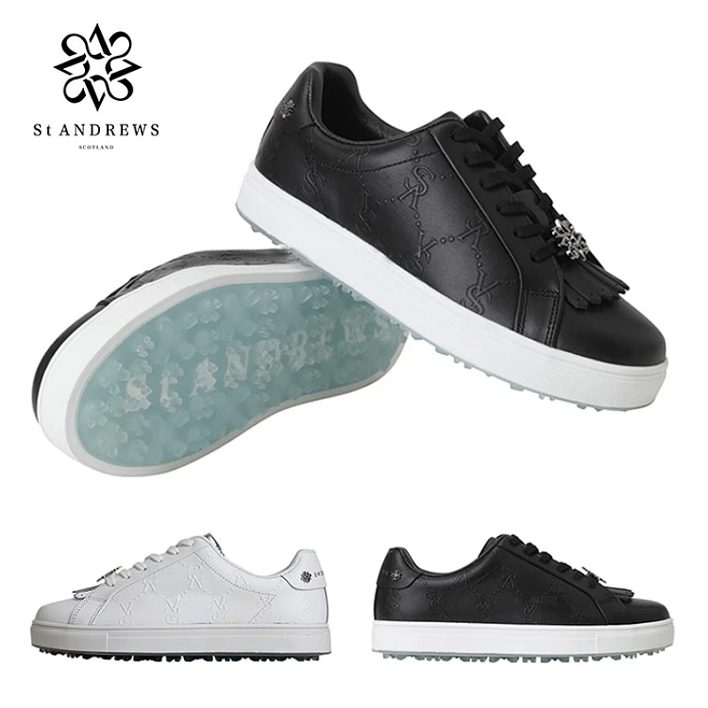 

Korean ST Golf Shoe 23 Women's Logo Tassel Waterproof Lightweight GOLF Non slip Leather Board Shoes
