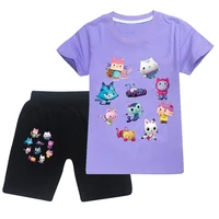 gabbys dollhouse costume kids casual outfits baby girls cotton short sleeves t shirt shorts 2pcs set teen boys summer sportsuits