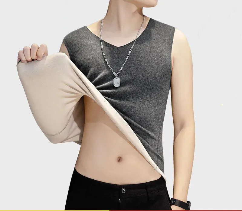 Seamless Men Thermal Undershirt Autumn Winter Warmth Vest Comfortable Soft Thermal Underwear Slim Sleeveless Thermo Base Tops