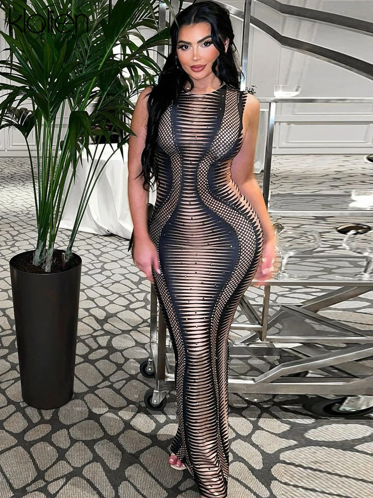 

Летнее женское платье макси KLALIEN, модное повседневное пикантное Платье с принтом для отпуска, пляжа, клуба, новечерние, длинные платья оптом