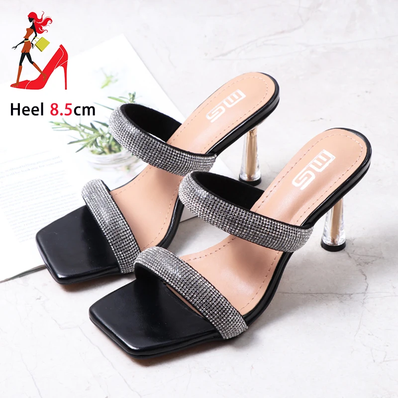 Женские тапочки больших размеров с квадратным носком роскошные модные