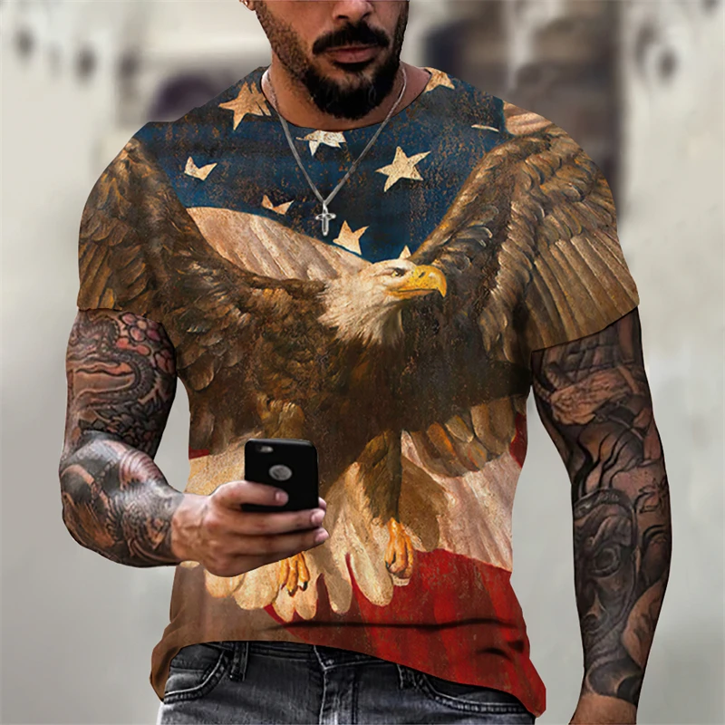 

Animal T-shirt For Men's Tees Tops Eagle Graphic 3D Printing T Shirt Summer Short Sleeve Tees Harajuku Oversized Men's Clothing