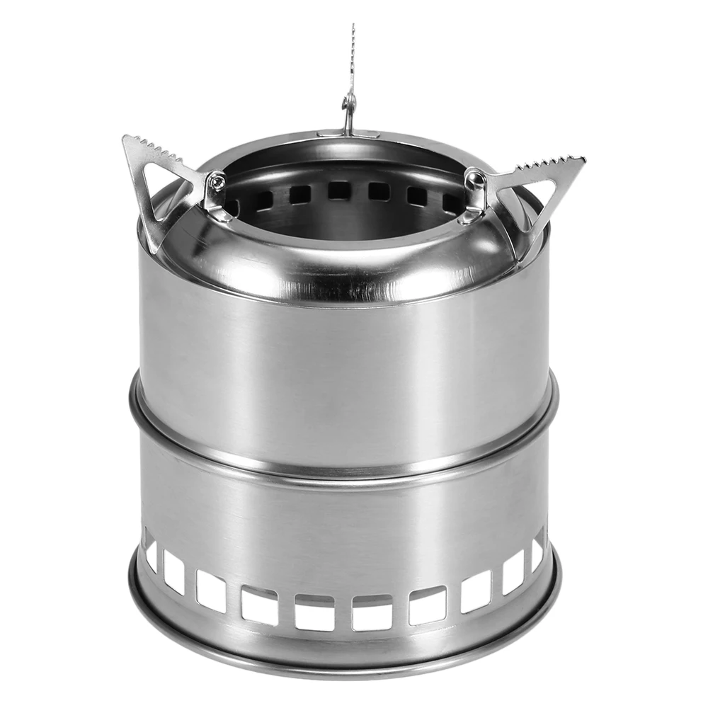 

Folding Wood Stove Outdoor Cooking Wood Burner with Alcohol Stove for BBQ Picnic Hiking Tray and Grill Net Camping