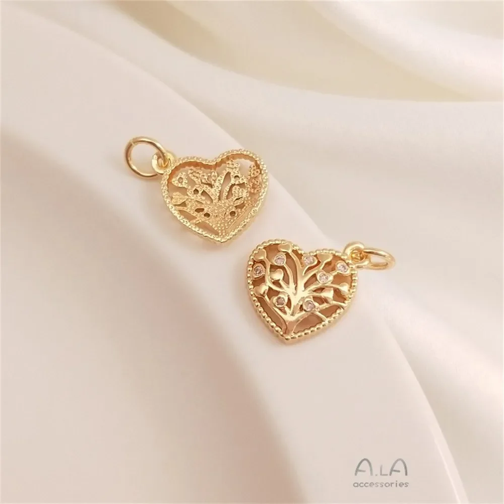 Древо жизни 14-каратное золото заполненное микроинкрустацией цирконом подвеска в