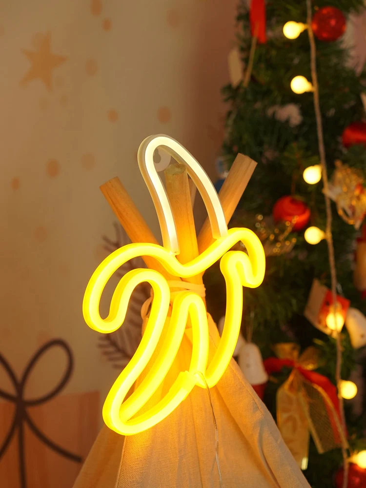 

LED Neon Sign USB Powered Party Wall Hanging Neon Banana Shape LED Neon Home Bedroom Wall Decor Gift