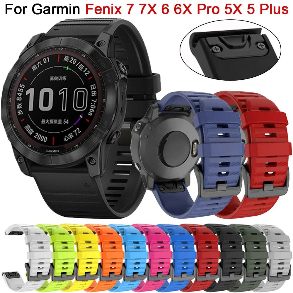 

QuickFit 22 26mm Silicone Bands For Garmin Fenix 7 7X 6 6X Pro 5 5X 3 HR Epix Gen 2 955 MK1 MK2i Watch Straps Wristband Bracelet