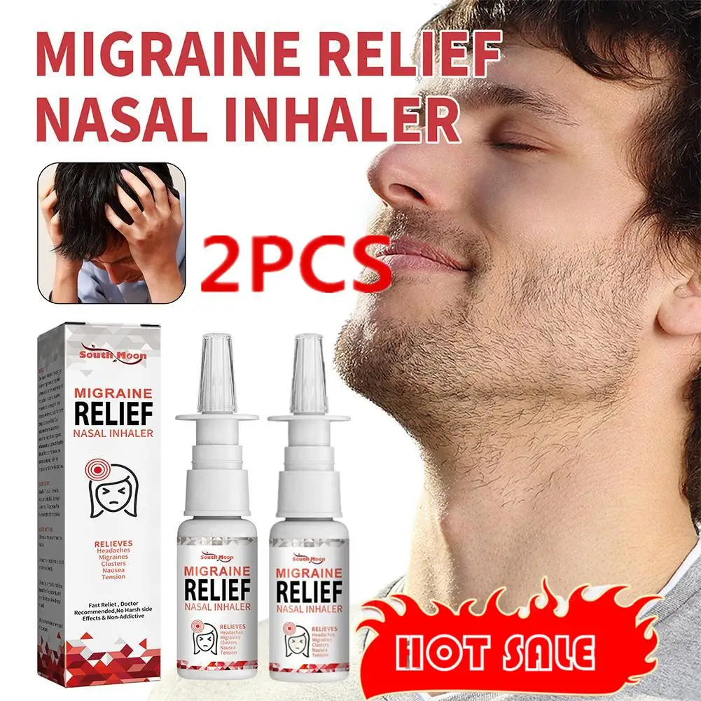 

2X Headache Migraine Relief Nasal Inhaler Head Pain Treatment Medical Spray Chinese Medicine for Anxiety Nerve Relax Care