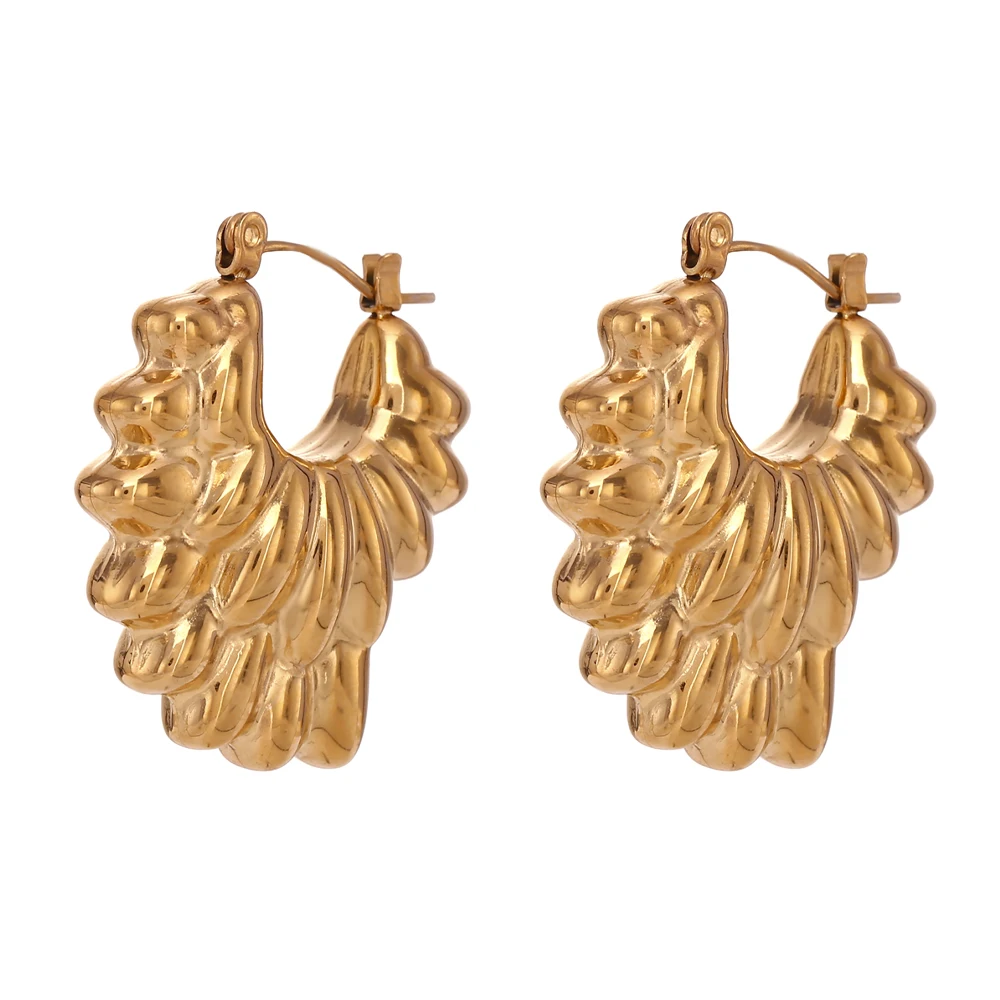 Женские серьги-кольца из нержавеющей стали с лепестками