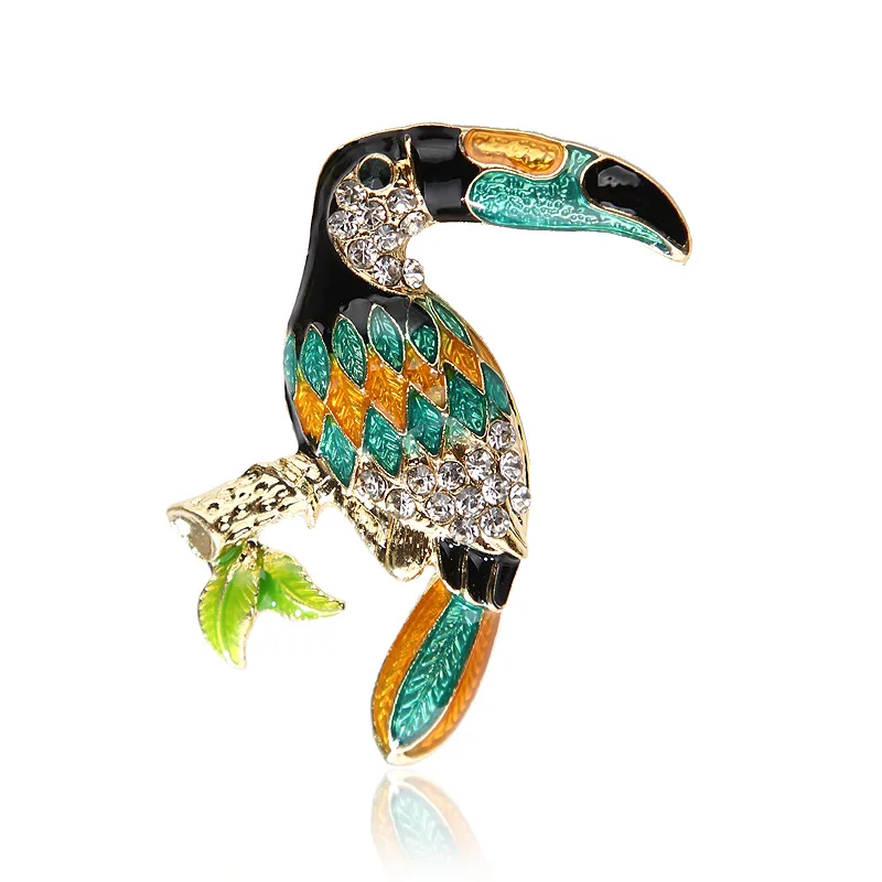 

TULX Delicate Rhinestone Parrot Brooches For Women Enamel Bird Pin Multi Color Ladies Party Gifts Dress Accessories Jewelry