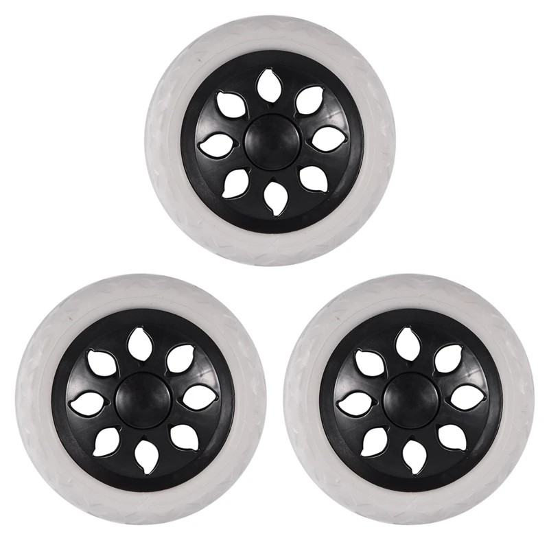 

3X Black White Plastic Core Foam Shopping Trolley Cartwheel Casters