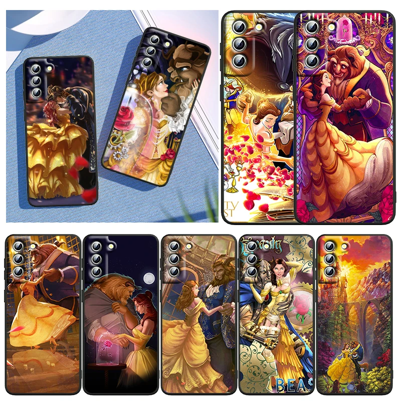 

Phone Case For Samsung S22 S21 S20 FE Ultra Pro Lite S10 5G S10E S9 S8 S7 Plus Edge Disney Beauty And Beast Black Cover