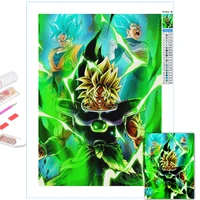 anime dragon ball 5d diamond painting green hair broli full round drill embroidery picture cross stitch handmade home decor gift
