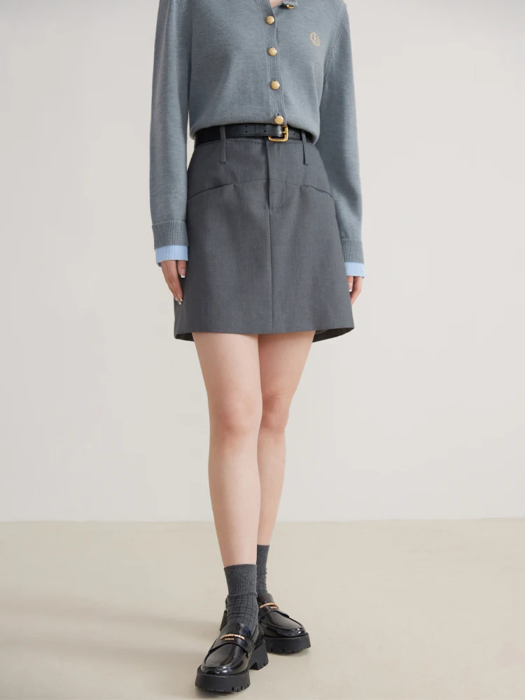 Женская мини-юбка трапециевидной формы с карманами и высокой талией