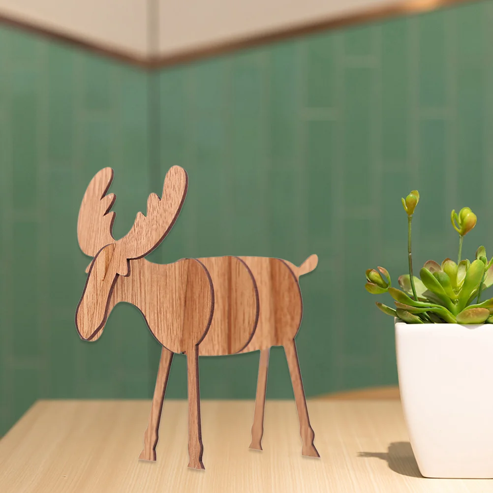 

Christmas Deer Elk Props Wooden Simulation Decoration for Christmas Xmas Living Room Bedroom Party Home Decor Small Size(Khaki)