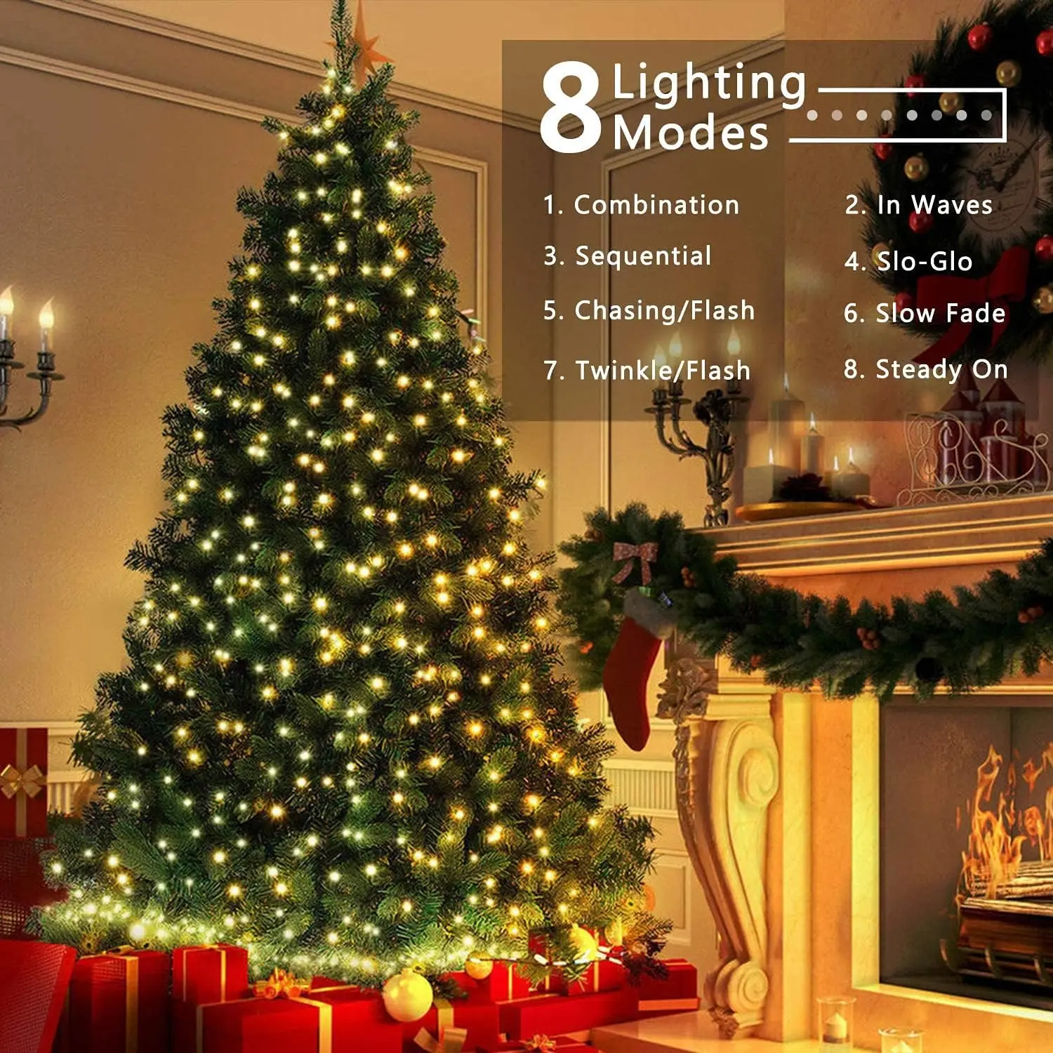 Guirlande Lumières de Noël 10M 100LED Exterieur et Intérieur Blanc Chaud Lumineuse Étanche Electrique LED a