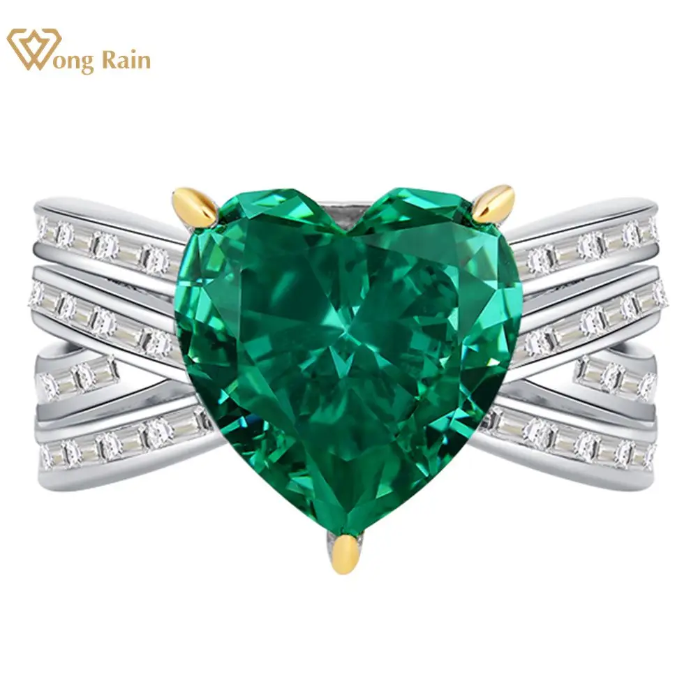 

Wong Rain 100% 925 Sterling Silver Crushed Ice Cut Lab Sapphire Emerald Citrine High Carbon Diamonds Gemstone Ring Fine Jewelry