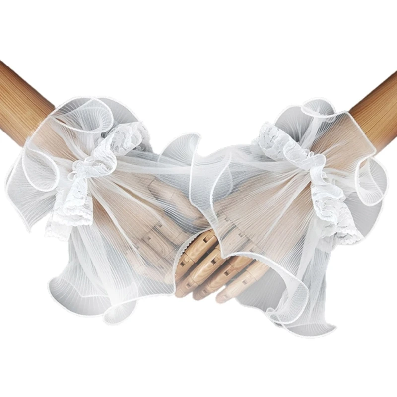 

652F Wedding Detachable Lace Sleeves White Removable Handmade Bride Arm Sleeves Cover