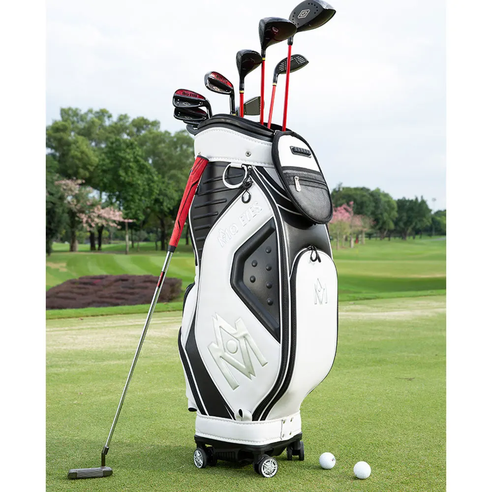

Pgm men’s golf bag telescopic standard bag three-dimensional mold four-wheel flat push air supply M22QB03