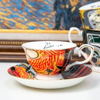 high quality picasso oil painting bone china tea cup and saucer set coffee mug