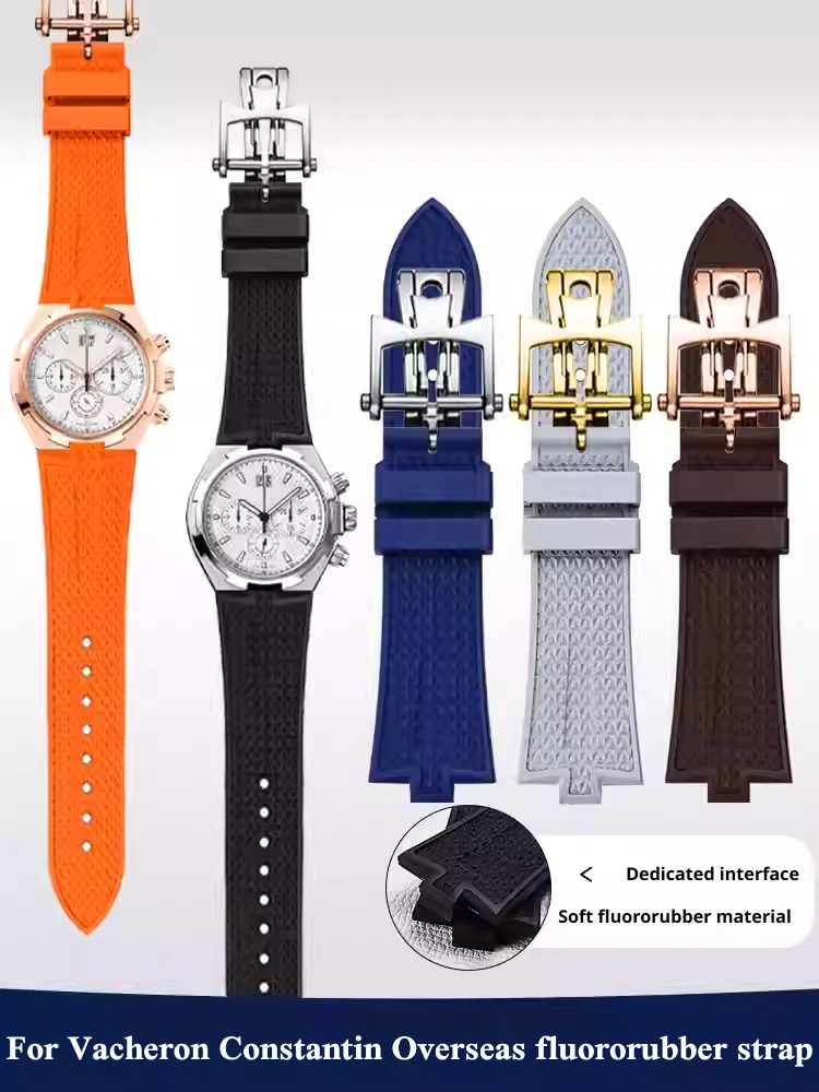 Фото Ремешок для часов из фторкаучука для Vacheron Constantin Overseas 47040 47450 49150, браслет FKM, аксессуары для часов, ремешок на запястье №1