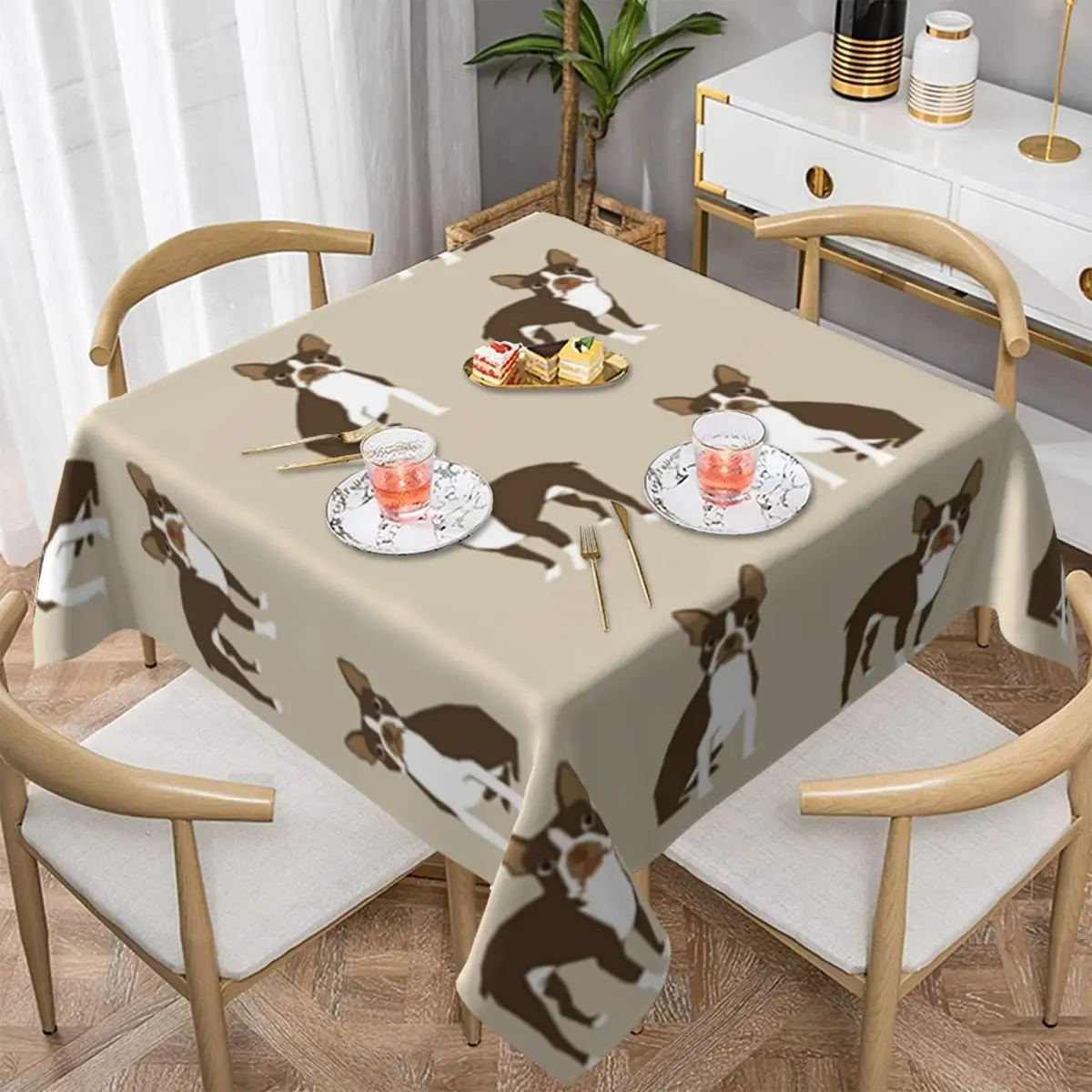 

Boston Terrier Dog Tablecloth Water Resistant Table Cloth Decorative Table Cover for Dining Table Buffet Parties Camping