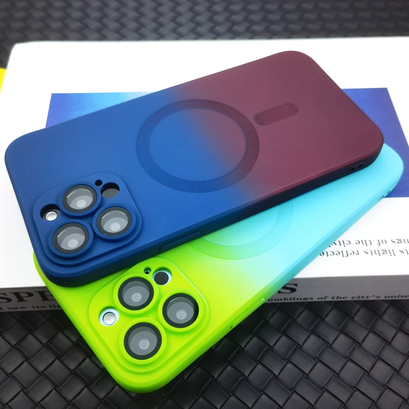 

Luxury Double Color Silicone For Magsafe Case For iPhone 14 Pro Max 12 13 iPhone13 iPhone14 Wireless Camera Glass Lens Cover