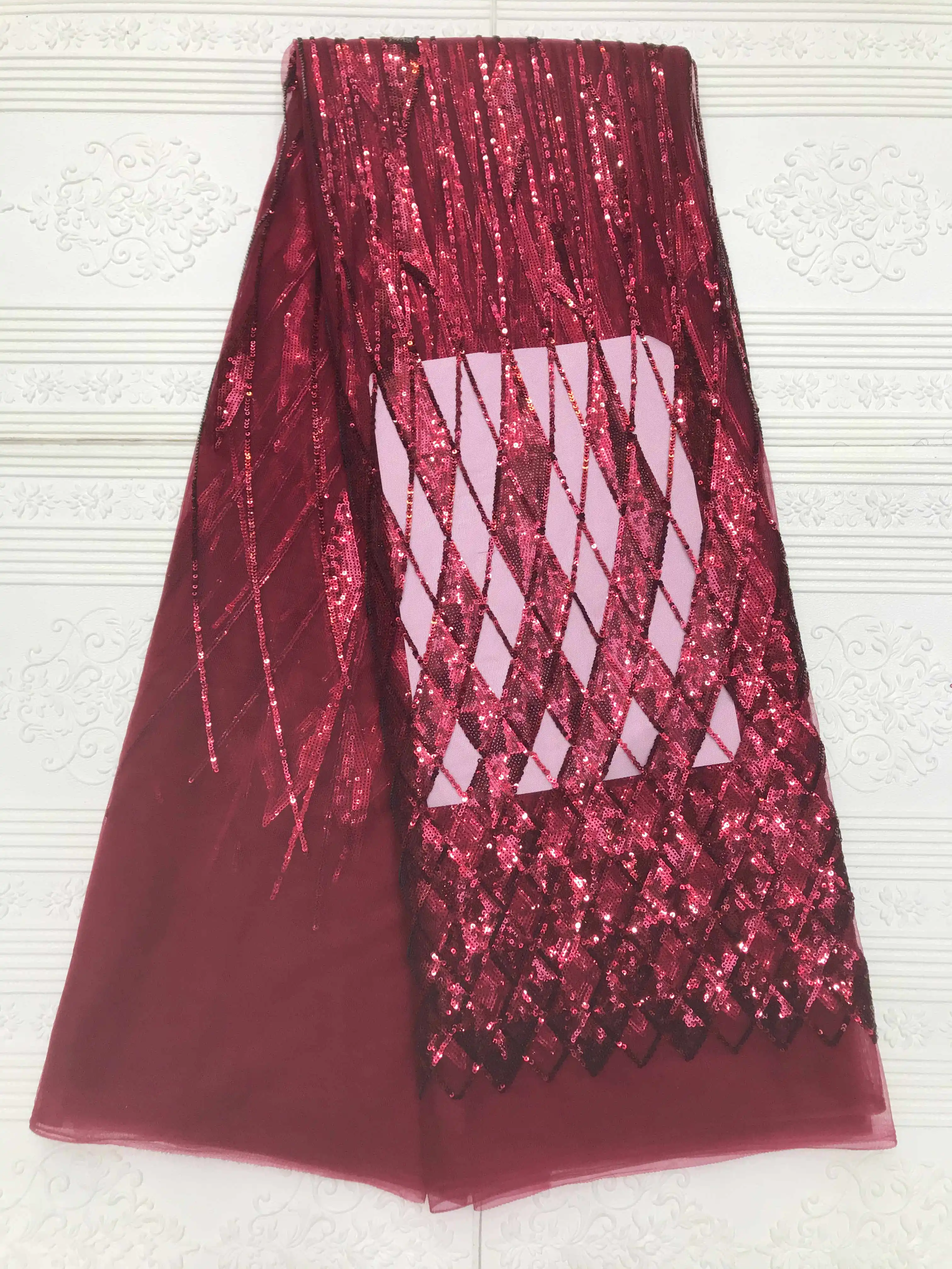 

Rad Dresses 5 Yards Tissus en Dentelle 2022 High Quality African Lace Fabric Net Lace With Sequins Original For Wedding BJLN07