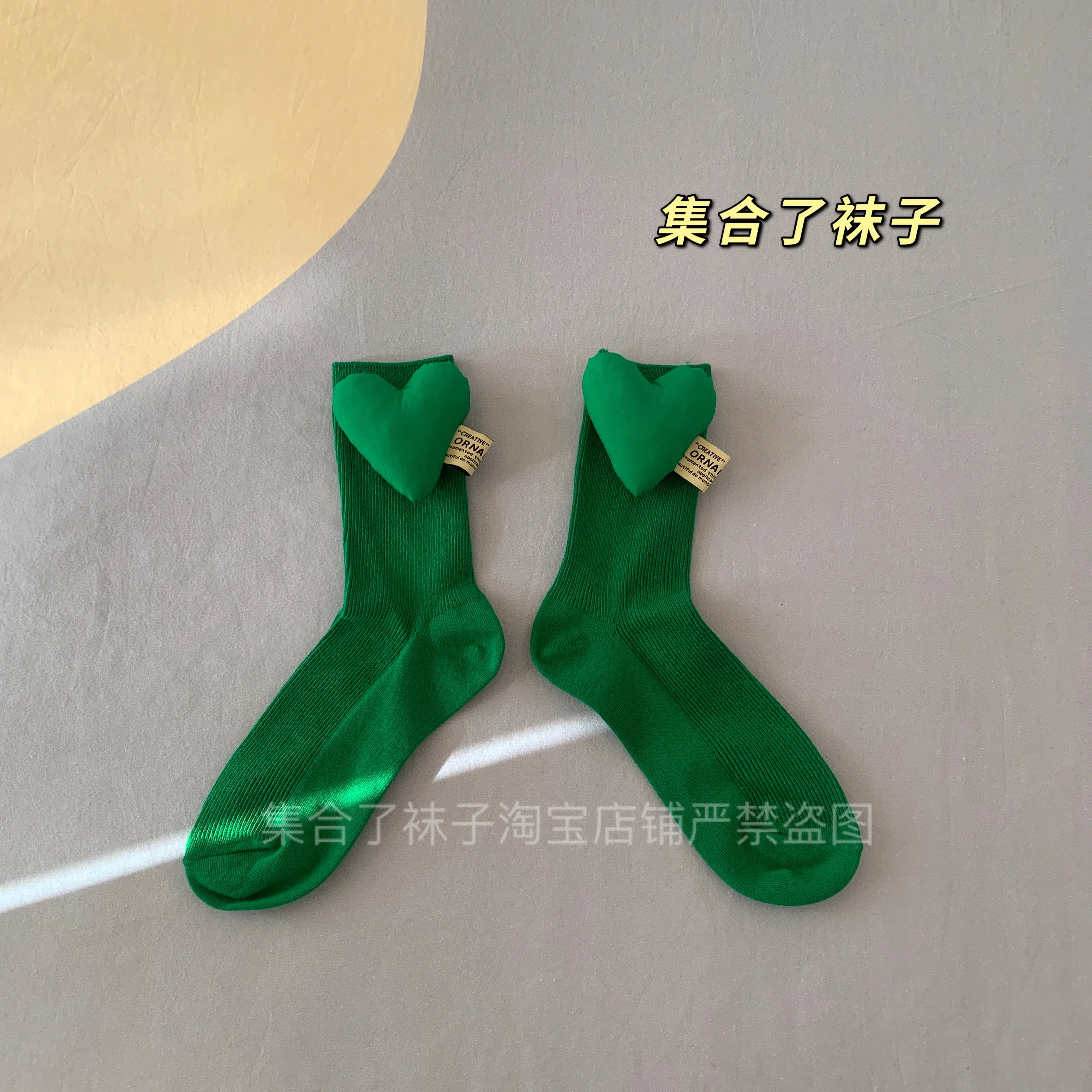 Original Manual Sewing Heart Cute Age Reducing JK Calf Stockings Four Seasons Wear Candy Color Personality Middle Tube Socks