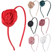 1 pc 0 5cm vintage big rose flowers headband hair band gift for women girls birthday party hair hoop hair accessories wholesale