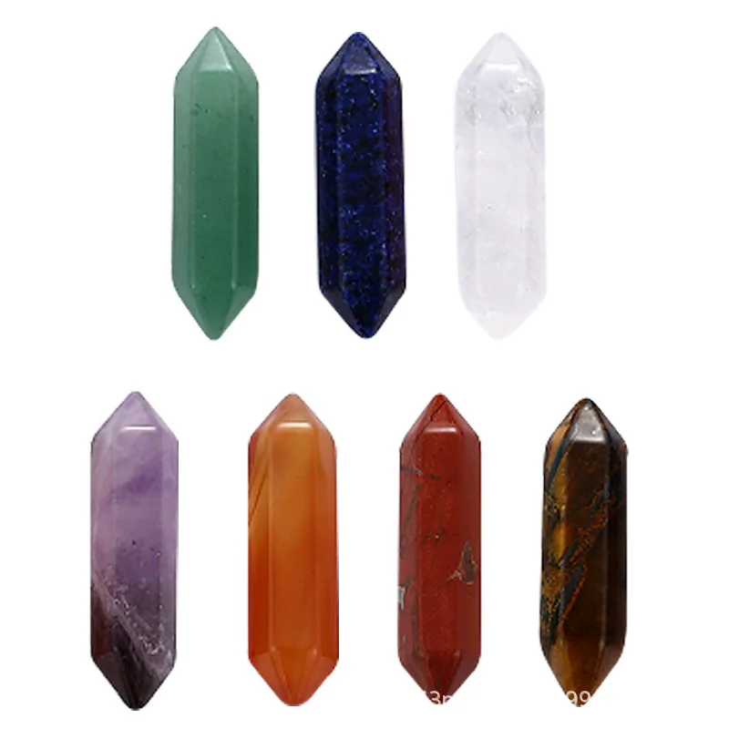 

7pc Hexagon Prism Amethysts Stone Healing Crystal Ornaments Roses Quartz Agates Loose Natural Stone Jewelry Finding Wholesale