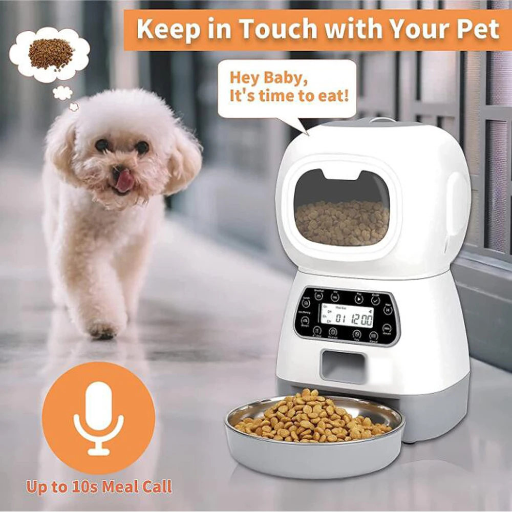 

2022 Now Automatic Pet Feeder Dog Bowl 3L Pet Food Dispenser Feeder Vending Machine Large Cat Dog 4 Meal Voice Recorder &Timer
