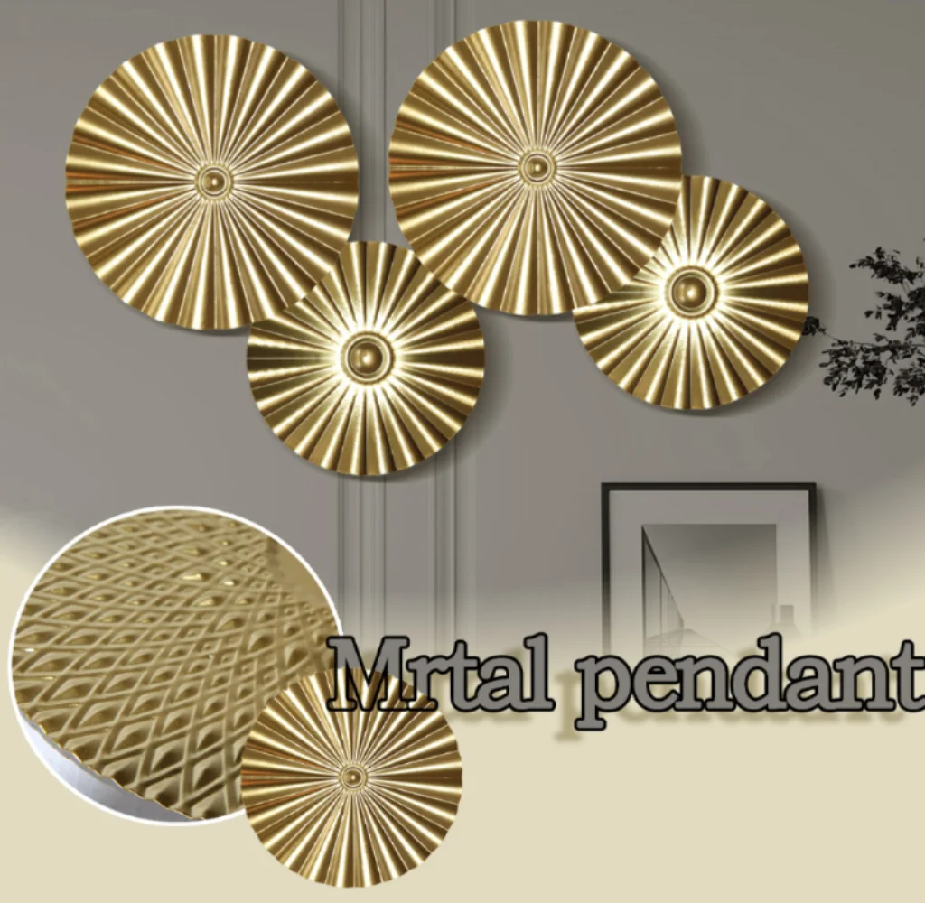 

1PCS Retro Gold Iron Wall Decorative Wall Hangings Scandinavian Round Wall Hanging Home Living Room Decoration