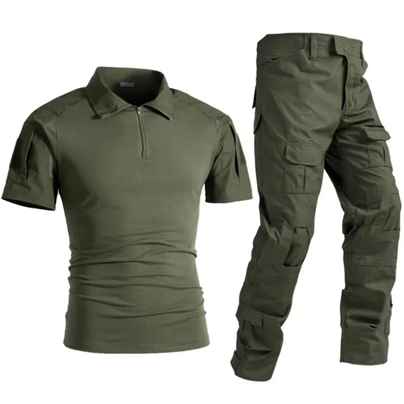 

Military Camouflage Short Sleeve Combat Shirts Pants Suit Army Airsoft Uniform Quality Clothing Outdoor Tactical Training Sets