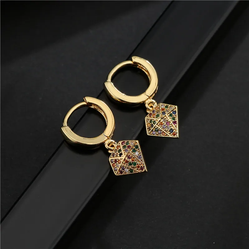 

Geometric earrings copper microinlaid zirconium drop earrings ring