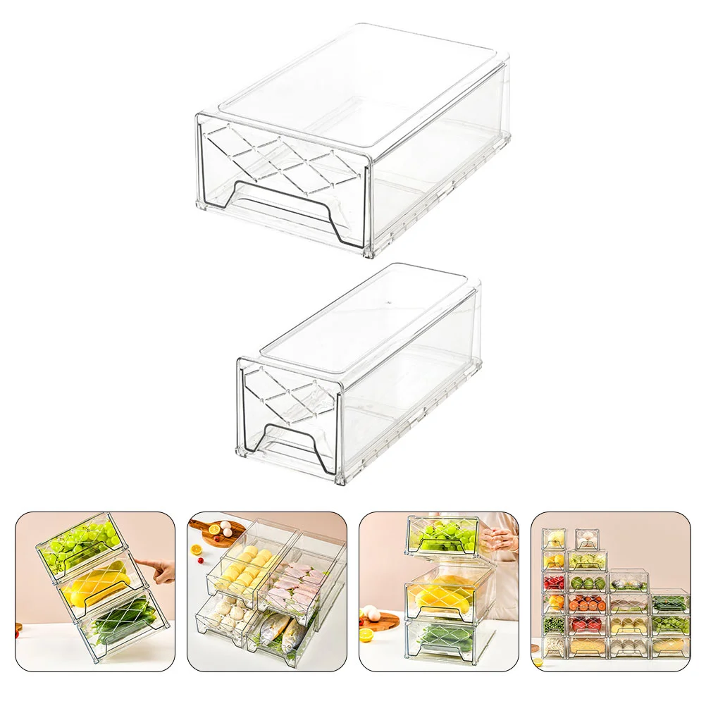

2Pcs Kitchen Food Container Box Pantry Food Containers Fridge Food Storage Containers Plastic Food Container