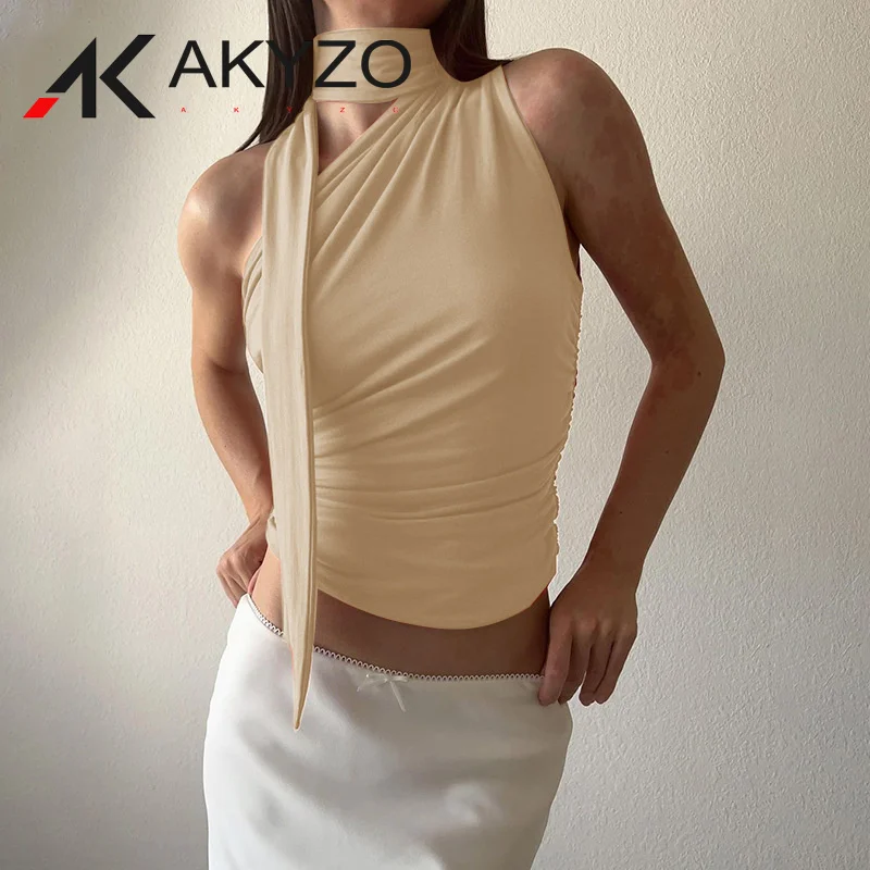 

Summer 2023 Backless Sexy Off Shoulder Halter Tank Tops Women Vintage Sleeveless Crop Top Y2K Clothes Club Female Casual