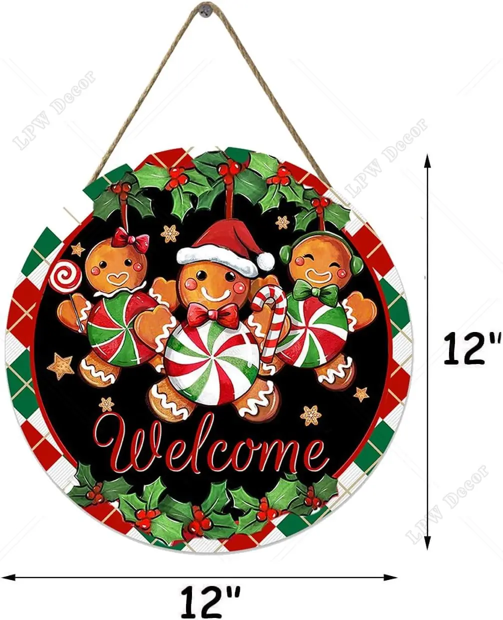 Добро пожаловать Рождественский имбирный человечок значок на входную дверь