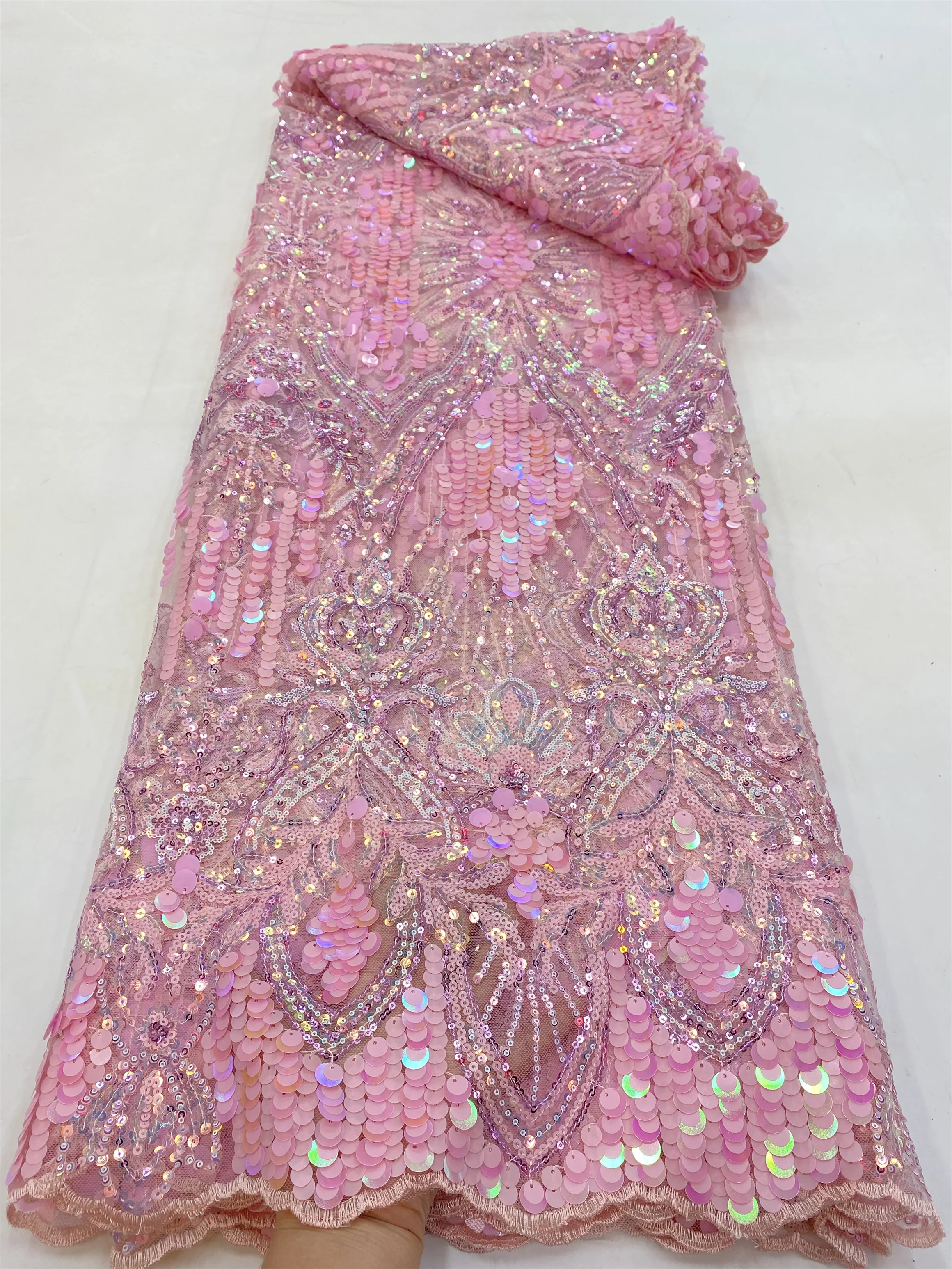 Роскошная модная блестящая кружевная ткань с блестками и вышивкой для вечерних