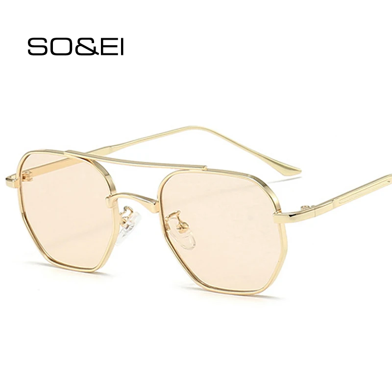 Мужские и женские ретро-очки SHAUNA квадратные многогранные солнцезащитные очки с