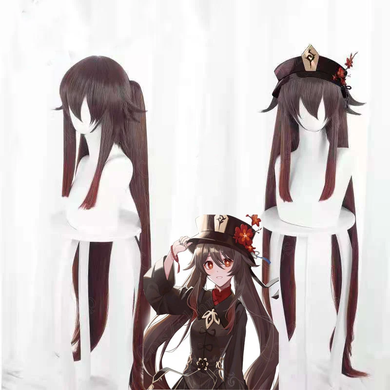 

Косплей-парик Ху Тао геншин ударно хутао из аниме-игры реквизит для костюма в китайском стиле аксессуары для Хэллоуина талисман Рождество