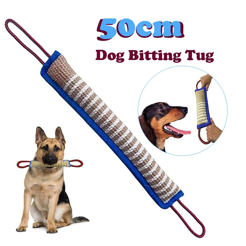 

Dog Tug Toy Dog Bite Pillow Jute Bite Toy with 2 Handles Tug of War Dog Toy for Puppy Training Interactive Play Fetch Suitab
