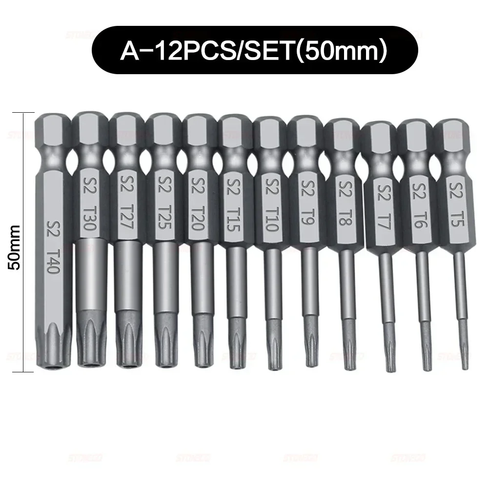 

STONEGO 11 шт./12 шт. 50/75/100 мм набор полых отверток Torx - сталь S2, удлиненная длина для шестиугольной ручки